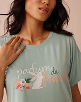 Chemise de nuit ultra douce imprimé lapin et fraise