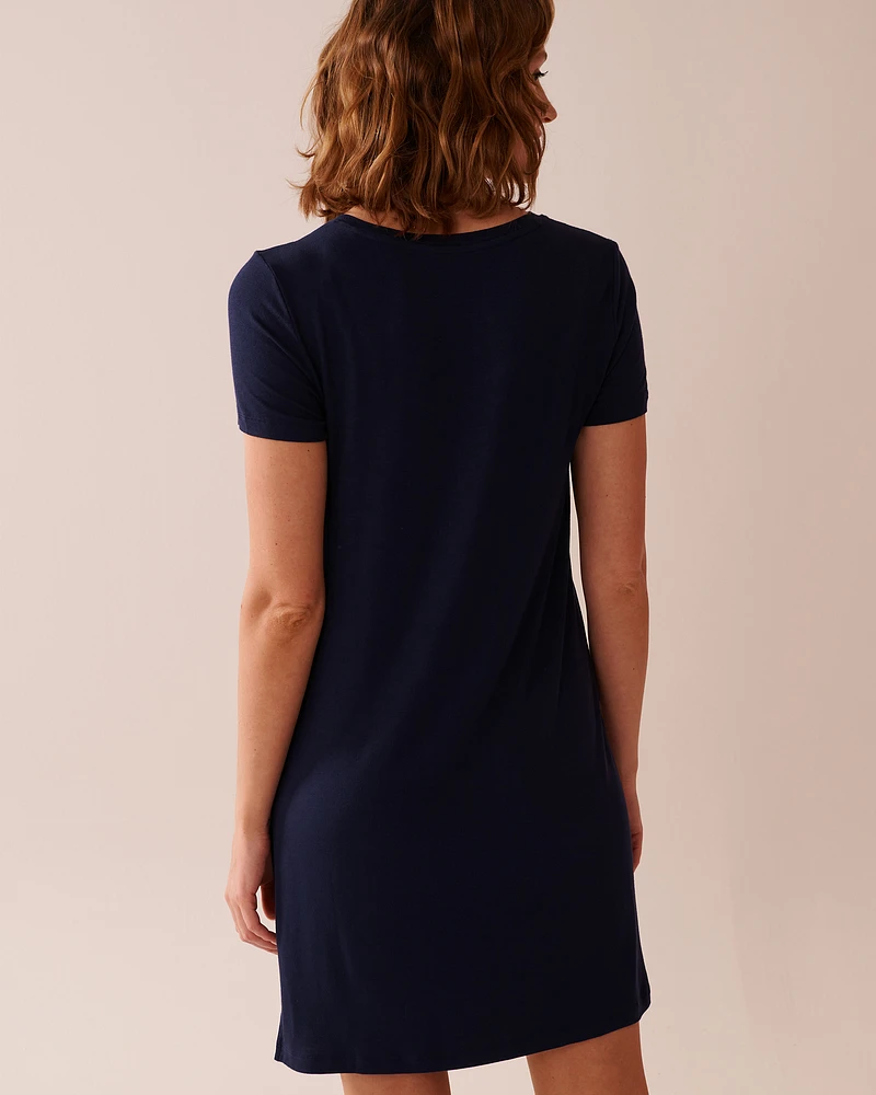 Chemise de nuit manches courtes en jersey doux imprimé papillon