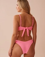 FIZZY PINK Ribbed U-Wire Bandeau Bikini Top