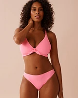 FIZZY PINK Textured D Cup Triangle Bikini Top