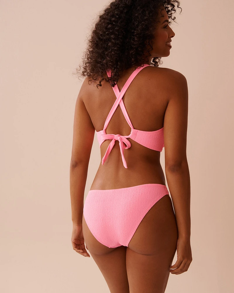 FIZZY PINK Textured D Cup Triangle Bikini Top