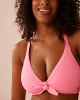 FIZZY PINK Textured D Cup Triangle Bikini Top