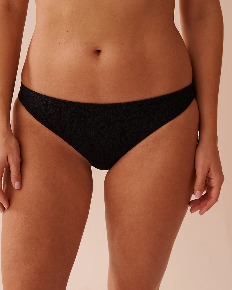 SOLID Textured Low Waist Brazilian Bikini Bottom