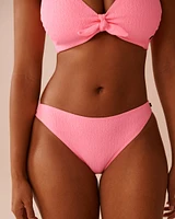 FIZZY PINK Textured Low Waist Brazilian Bikini Bottom