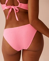 FIZZY PINK Textured Low Waist Brazilian Bikini Bottom