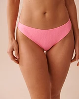 FIZZY PINK Textured Low Waist Brazilian Bikini Bottom