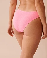 FIZZY PINK Textured Low Waist Brazilian Bikini Bottom