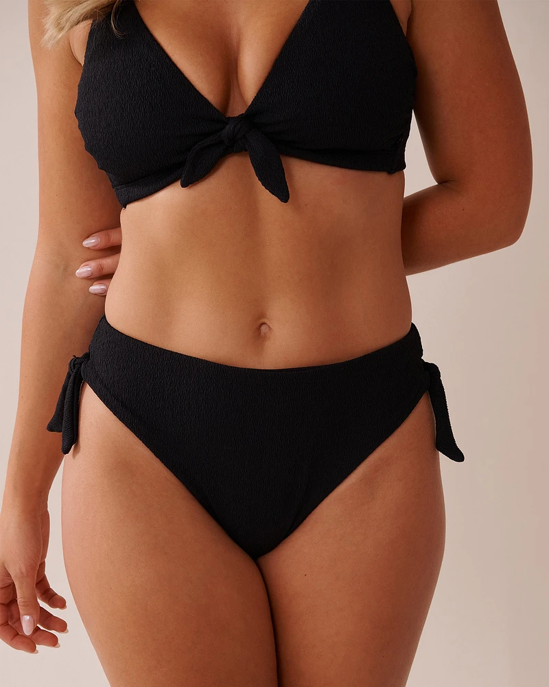 SOLID Textured Side Tie Bikini Bottom