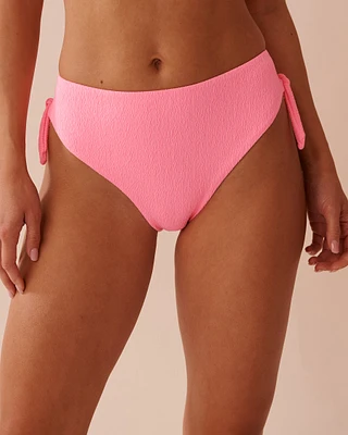 Bas de bikini noué aux hanches texturé FIZZY PINK