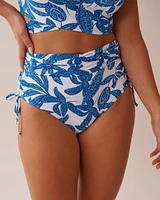 MERMAID GARDEN Side Tie Shirred High Waist Bikini Bottom