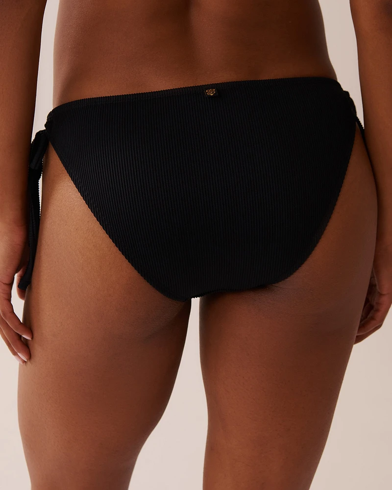 SOLID Ribbed Side Tie Brazilian Bikini Bottom