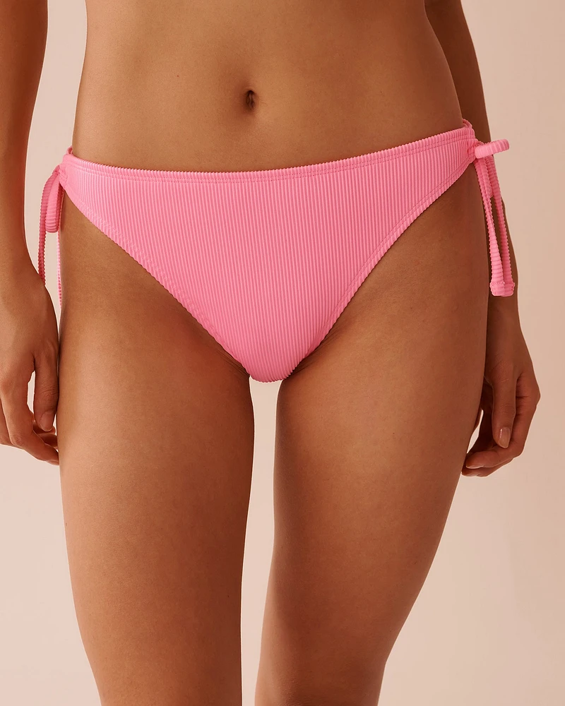 Bas de bikini brésilien noué aux hanches côtelé FIZZY PINK