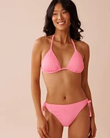 Bas de bikini brésilien noué aux hanches côtelé FIZZY PINK