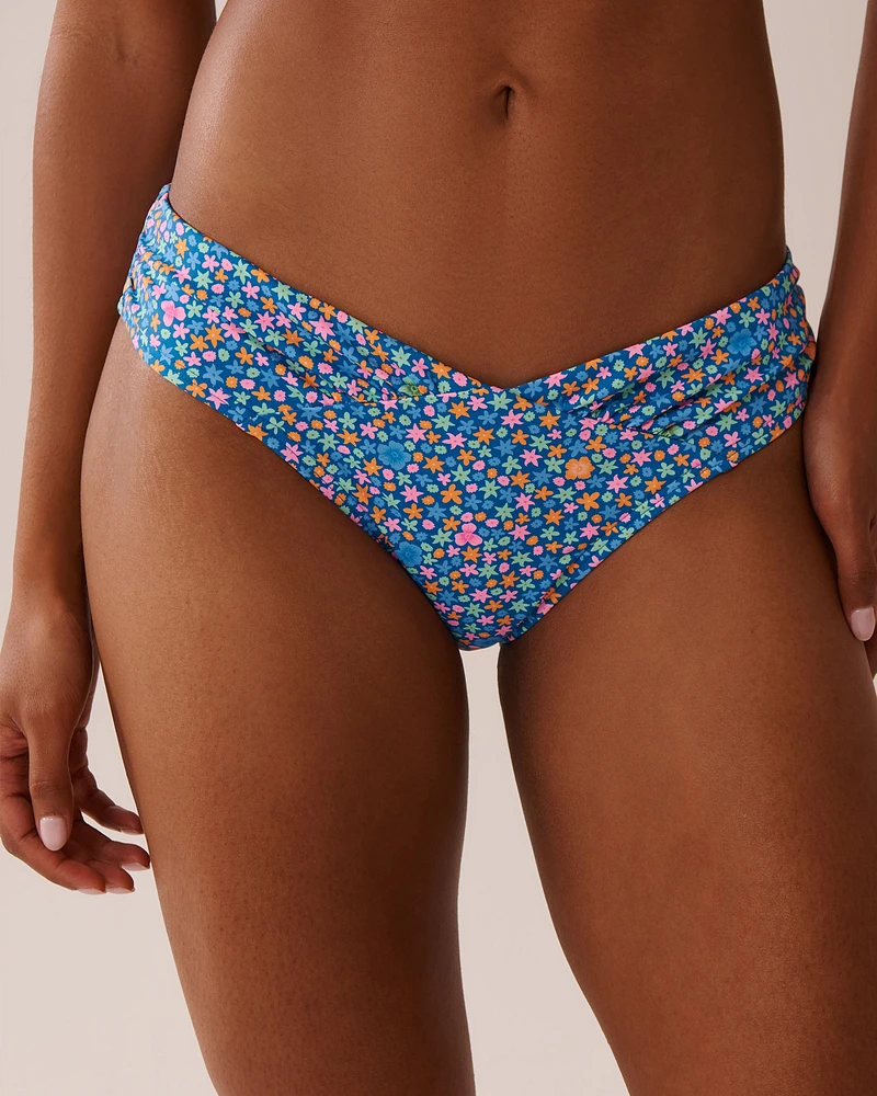 FLORAL PARTY Recycled Fibers V-cut Cheeky Bikini Bottom