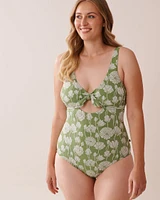 POPPY FIELD Jacquard Cut-out Front One-piece Swimsuit