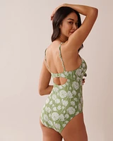 POPPY FIELD Jacquard Cut-out Front One-piece Swimsuit