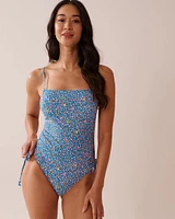 Maillot une-pièce ajustable sur les côtés en fibres recyclées FLORAL PARTY