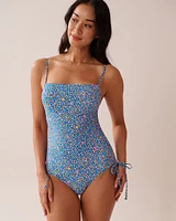 Maillot une-pièce ajustable sur les côtés en fibres recyclées FLORAL PARTY