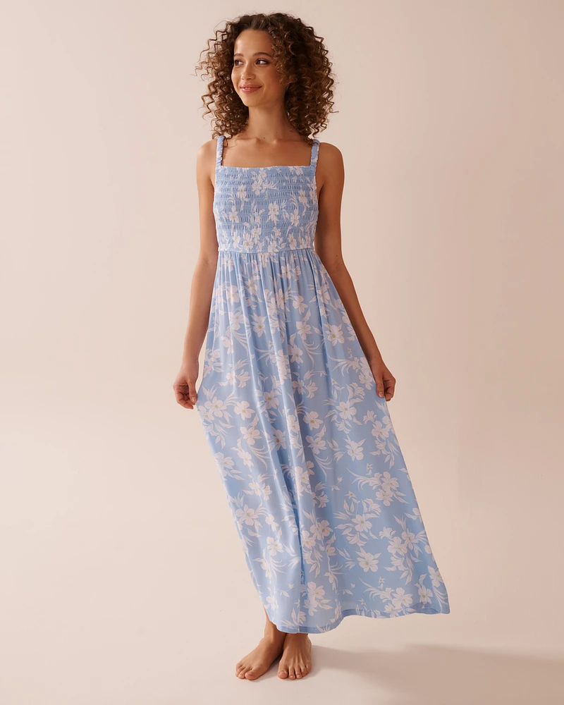 Robe maxi en gaze buste smock