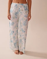 Short en satin imprimé roses bleues