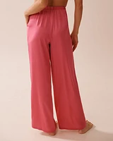 Pantalon jambe large en satin