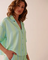 Ensemble pyjama rayé manches courtes en satin