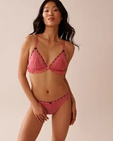 Front Closure Lace and Mesh Ruffled Bralette