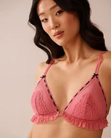 Front Closure Lace and Mesh Ruffled Bralette