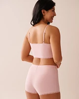 Camisole courte en modal côtelé et bordure de dentelle