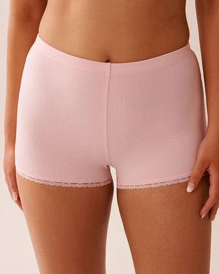 Ribbed Modal and Lace Trim Shorts