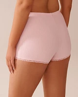 Ribbed Modal and Lace Trim Shorts