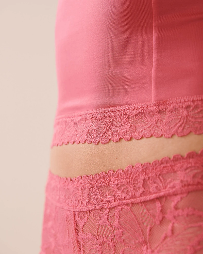 Ensemble 2 pièces en microfibre et dentelle florale