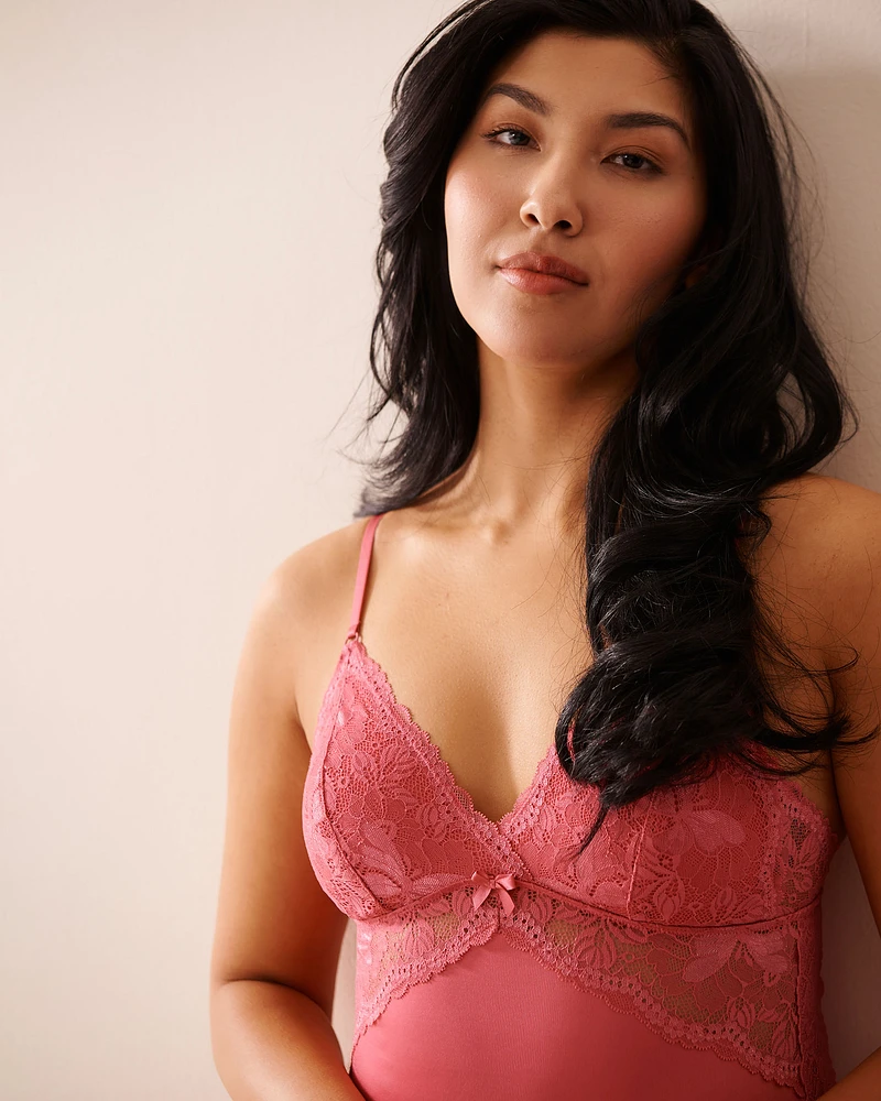 Nuisette en microfibre et dentelle