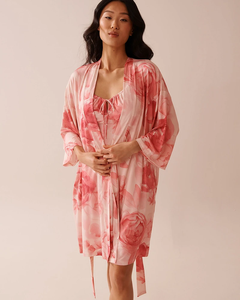 Kimono à fleurs en fibres recyclées