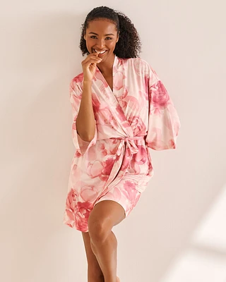 Kimono à fleurs en fibres recyclées