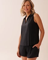 Camisole col chemise légère à effet pliss