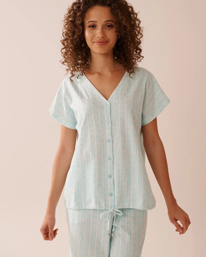 Stripe Print Cotton T-shirt
