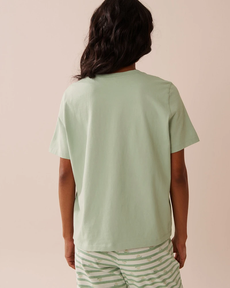 T-shirt col rond en coton imprimé escargot