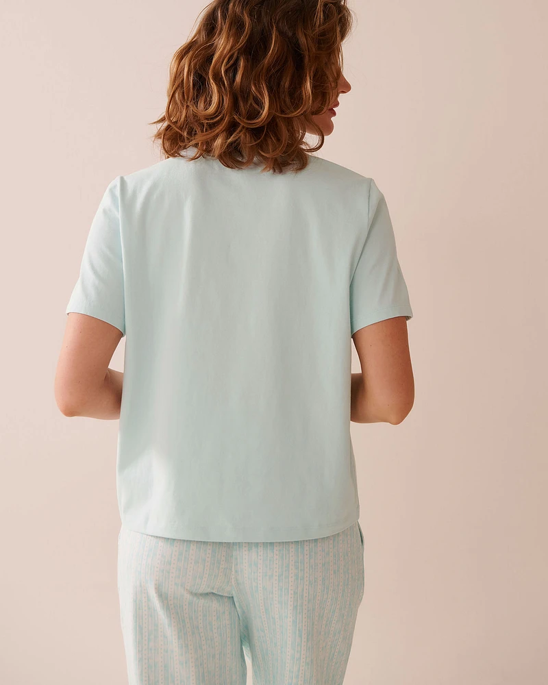 T-shirt col rond en coton imprimé coquillage