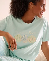 Seashell Print Crew Neck Cotton T-shirt