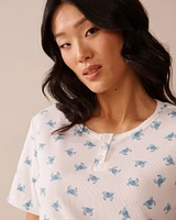 T-shirt côtelé imprimé crabe