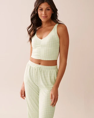 Gingham Print Super Soft Crop Cami