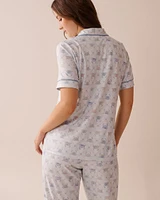 Crab Print Super Soft Short Sleeve Button-down Shirt