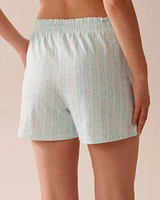 Stripe Print Cotton Pajama Shorts
