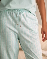Stripe Print Cotton Pajama Capris
