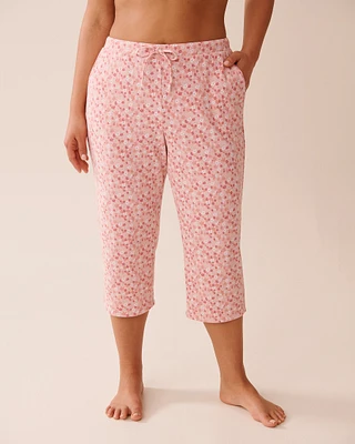 Ditsy Floral Print Ribbed Pajama Capris