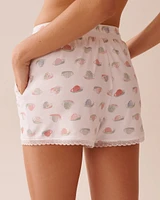 Snail Print Lace Trim Super Soft Pajama Shorts