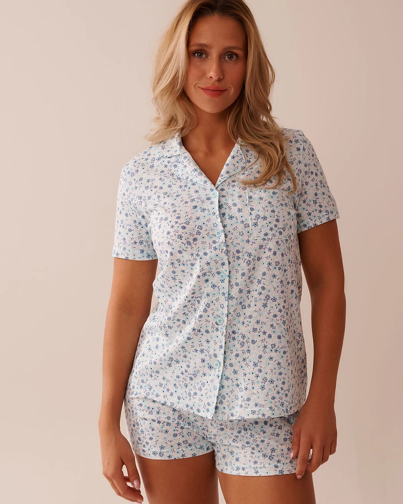 Floral Print Shirt PJ Set