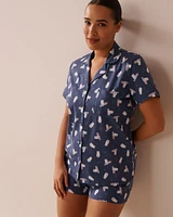 Cat Print Shirt PJ Set
