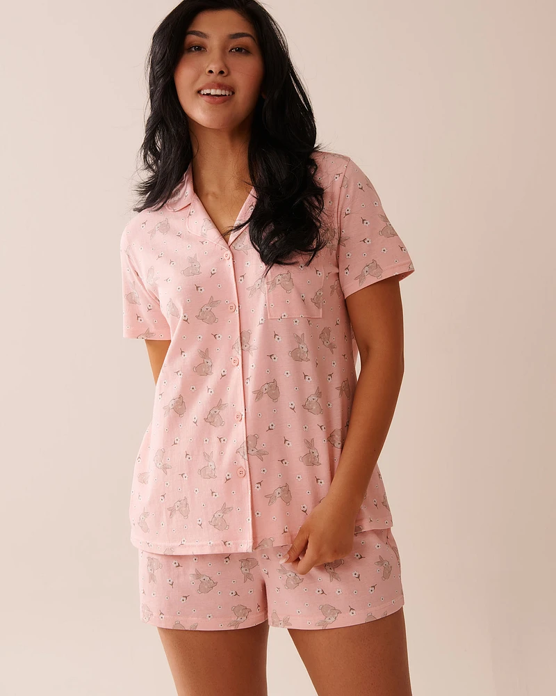 Ensemble pyjama imprimé lapin avec chemisier